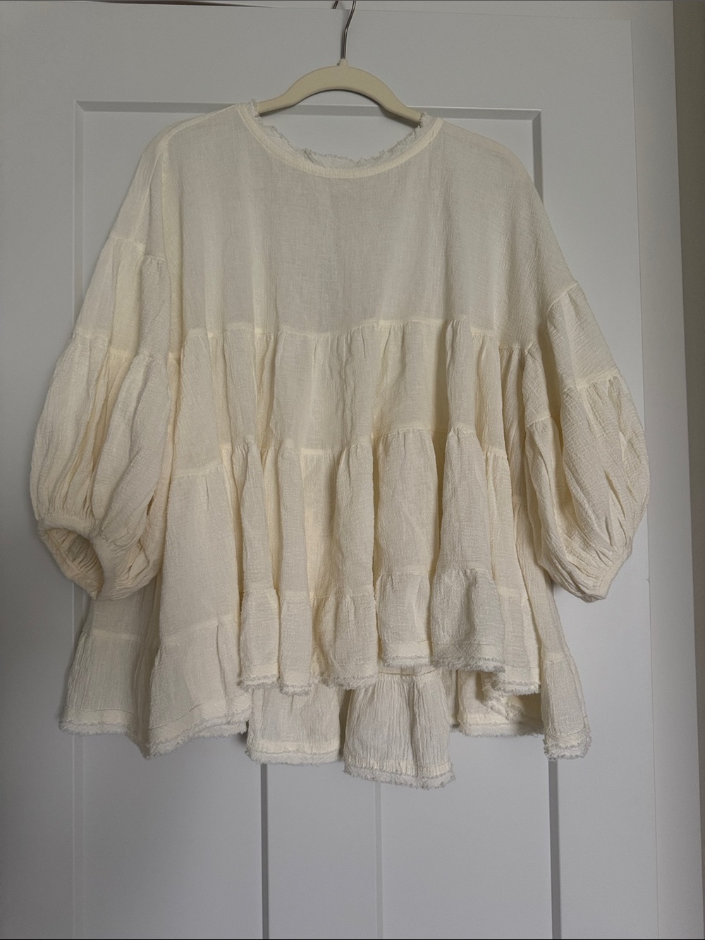 Free People Cream Tiered Peasant Tunic
